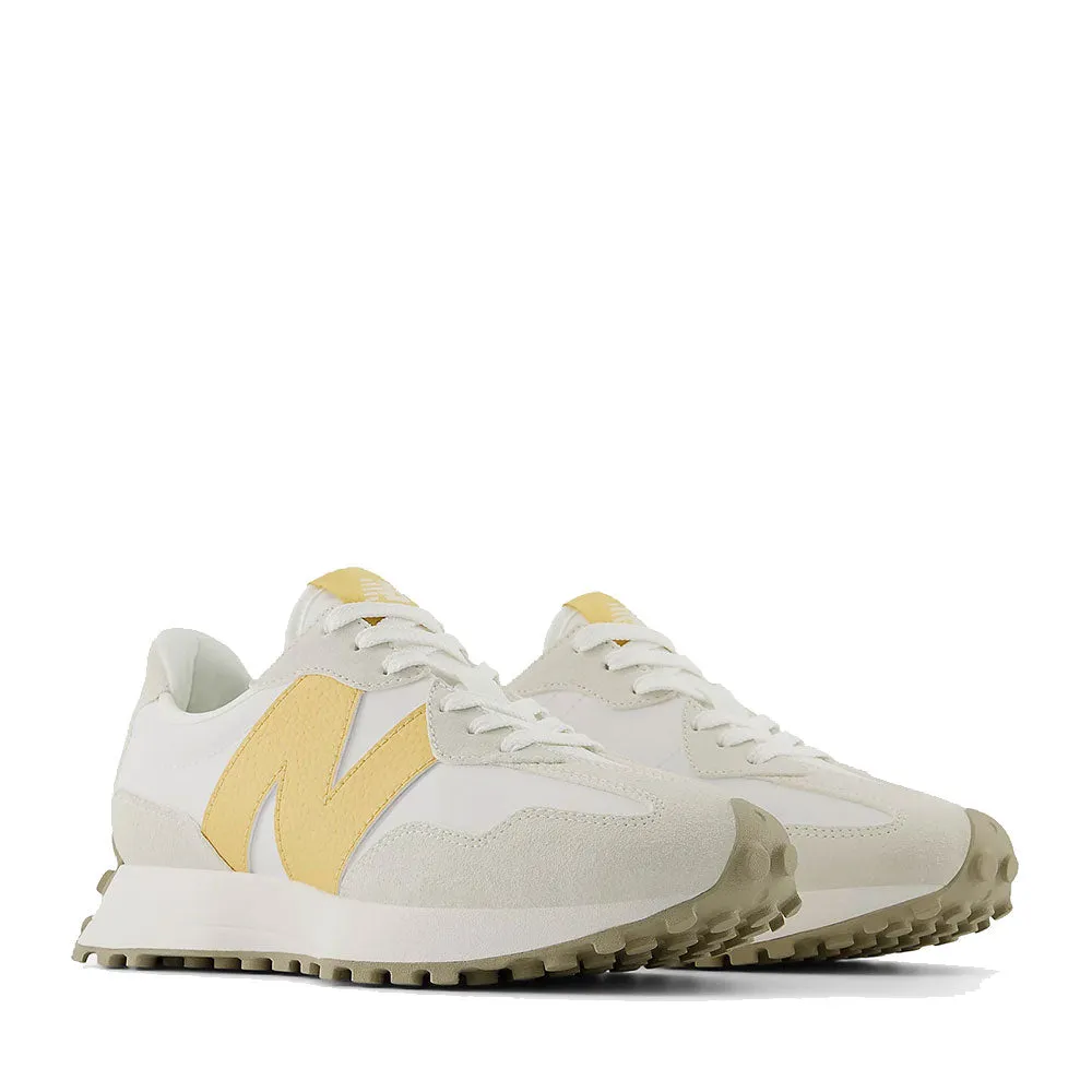 Scarpe Donna NEW BALANCE Sneakers 327 in Suede e Pelle colore Sea Salt Off White e Yellow