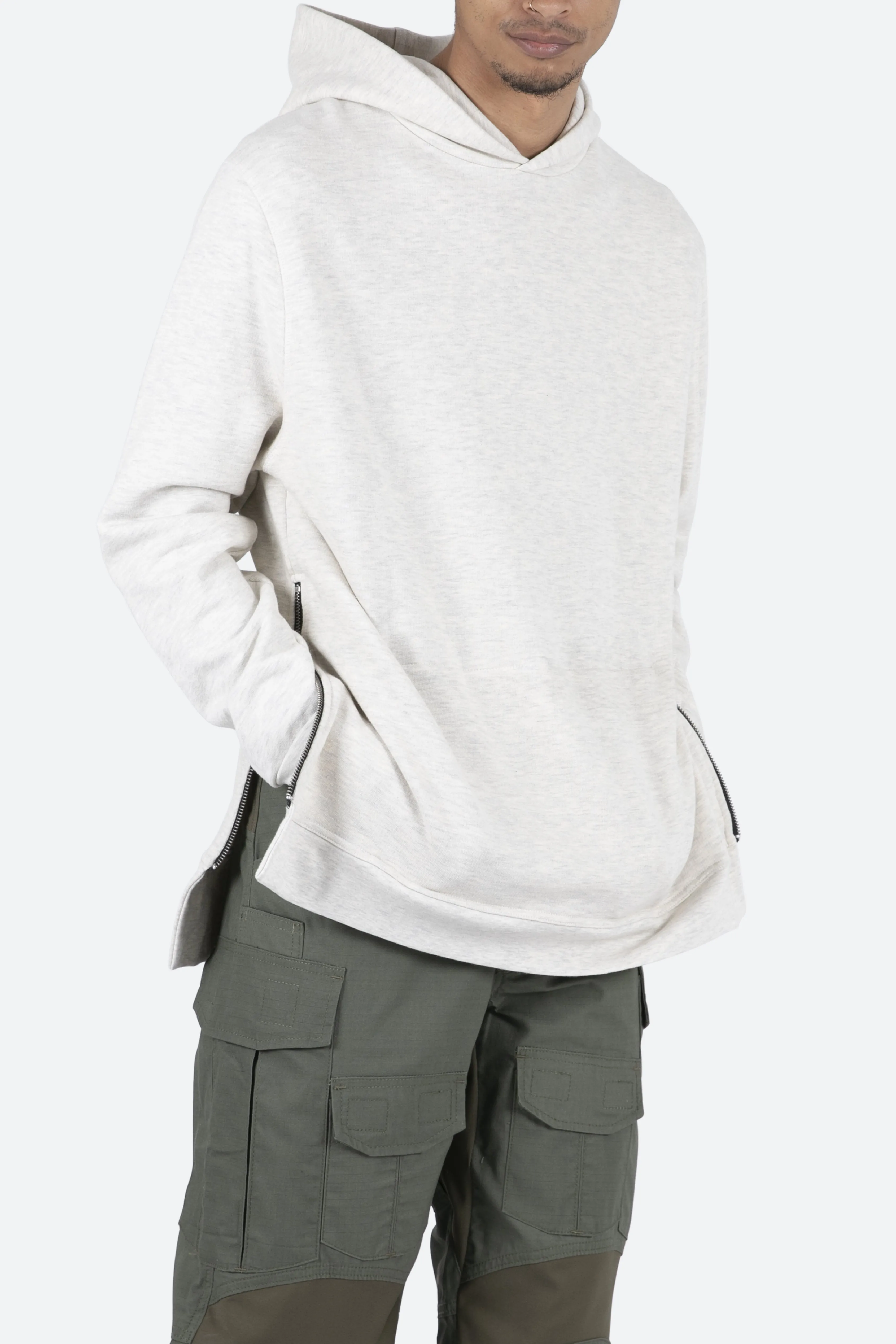 Side Zip Hoodie - Grey