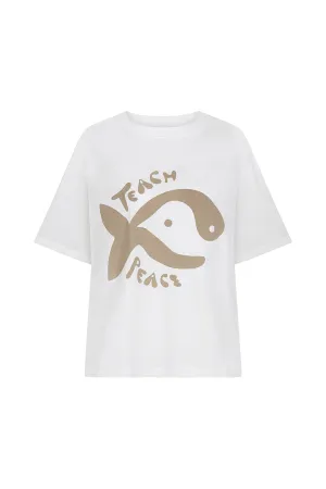 TEACH PEACE TEE - CREAM