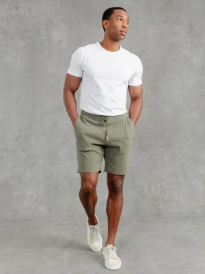 The Ribbed Shorts - Moss Green