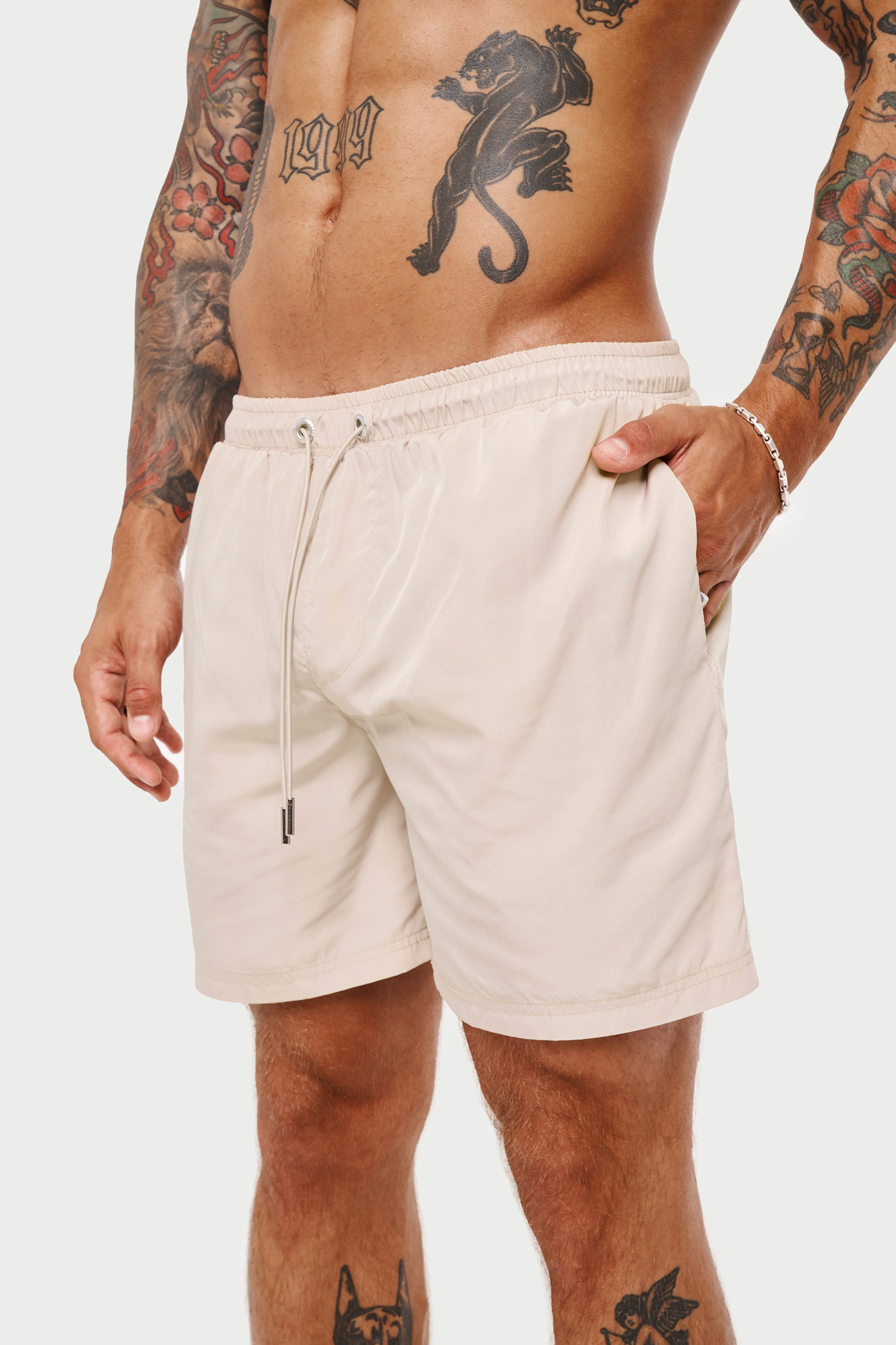 WATER REACTIVE SWIM SHORTS - BEIGE